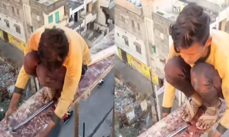  فيديو صادم لطفل يعمل في موقع بناء دون حماية