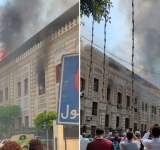 اندلاع حريق كبير في مبنى وزارة الاوقاف التاريخي بمصر