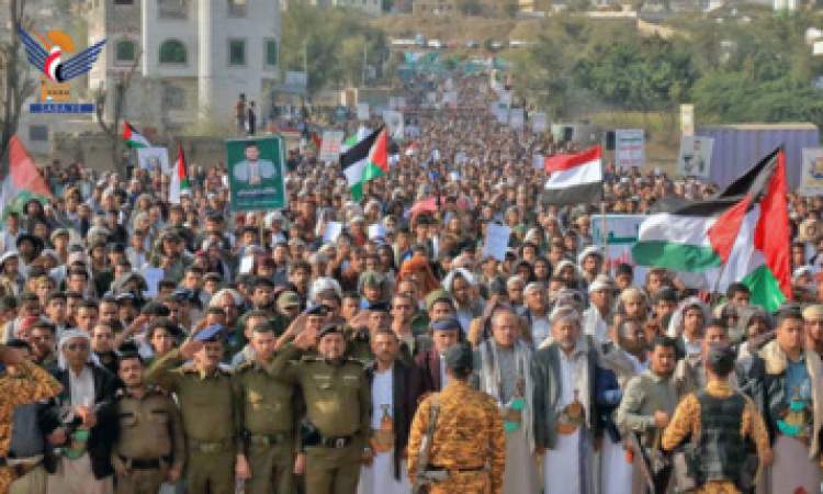 أبناء تعز يحتشدون في مسيرة "ثابتون على الموقف .. مع غزة حتى النصر"
