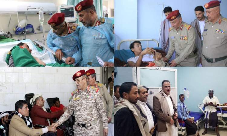 قيادات الدولة مدنيين وعسكريين يزورون الجرحى في عدد من المستشفيات